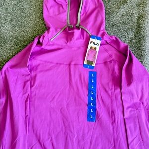 FILA Hot Pink Hooded Athletic Pullover